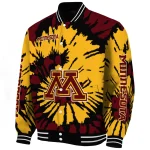 personalized minnesota golden gophers burst splatter maroon varsity jacket best selling