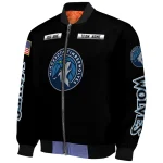 personalized minnesota timberwolves american flag skull black bomber jacket best selling