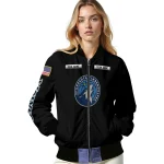 personalized minnesota timberwolves american flag skull black bomber jacket best selling