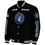 personalized minnesota timberwolves american flag skull black varsity jacket best selling