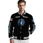 personalized minnesota timberwolves american flag skull black varsity jacket best selling