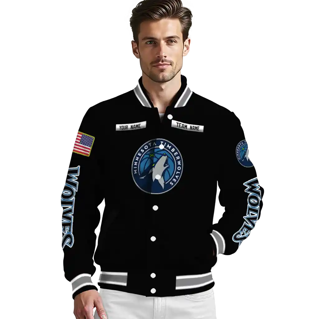 personalized minnesota timberwolves american flag skull black varsity jacket high quality personalized minnesota timberwolves american flag skull black varsity jacket high quality
