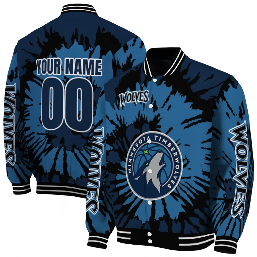 personalized minnesota timberwolves burst splatter midnight blue varsity jacket fashion forward personalized minnesota timberwolves burst splatter midnight blue varsity jacket fashion forward