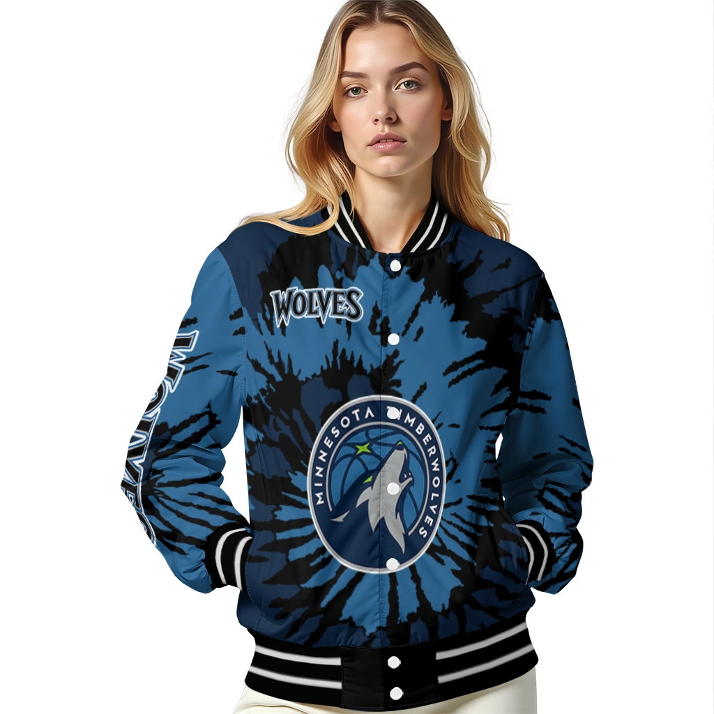 personalized minnesota timberwolves burst splatter midnight blue varsity jacket latest model personalized minnesota timberwolves burst splatter midnight blue varsity jacket latest model