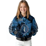 personalized minnesota timberwolves burst splatter midnight blue varsity jacket best selling