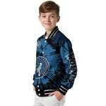 personalized minnesota timberwolves burst splatter midnight blue varsity jacket best selling