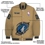 personalized minnesota timberwolves claw opening beige varsity jacket best selling