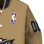 personalized minnesota timberwolves claw opening beige varsity jacket best selling