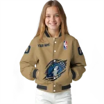 personalized minnesota timberwolves claw opening beige varsity jacket best selling