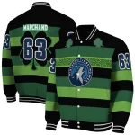 personalized minnesota timberwolves clover green lines green black varsity jacket best selling
