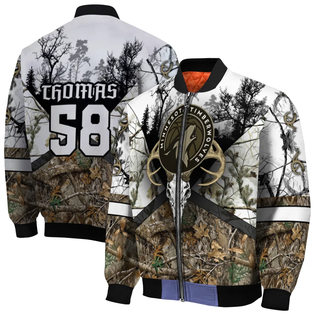 personalized minnesota timberwolves deer skull camouflage white bomber jacket best selling personalized minnesota timberwolves deer skull camouflage white bomber jacket best selling