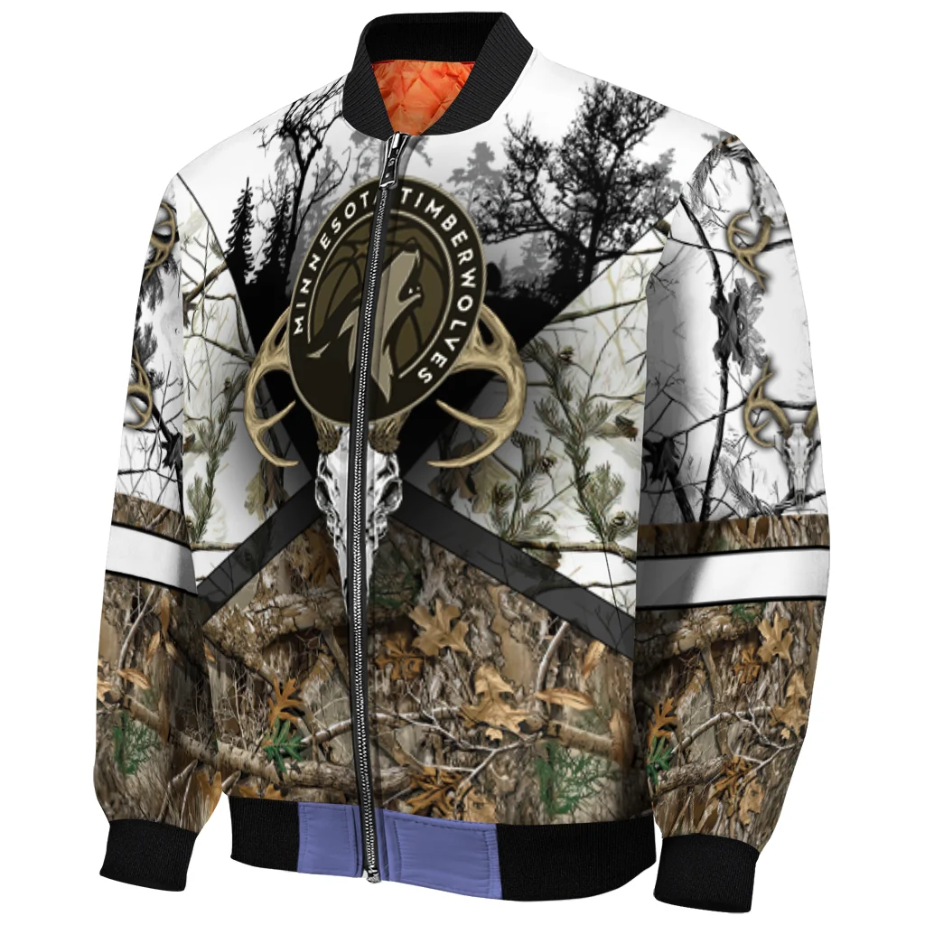 personalized minnesota timberwolves deer skull camouflage white bomber jacket fashion forward personalized minnesota timberwolves deer skull camouflage white bomber jacket fashion forward