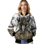 personalized minnesota timberwolves deer skull camouflage white bomber jacket best selling