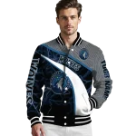 personalized minnesota timberwolves electric flash midnight blue varsity jacket best selling