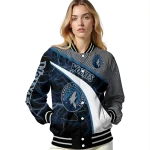 personalized minnesota timberwolves electric flash midnight blue varsity jacket best selling