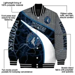 personalized minnesota timberwolves electric flash midnight blue varsity jacket best selling