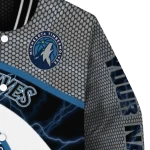 personalized minnesota timberwolves electric flash midnight blue varsity jacket best selling