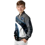personalized minnesota timberwolves electric flash midnight blue varsity jacket best selling