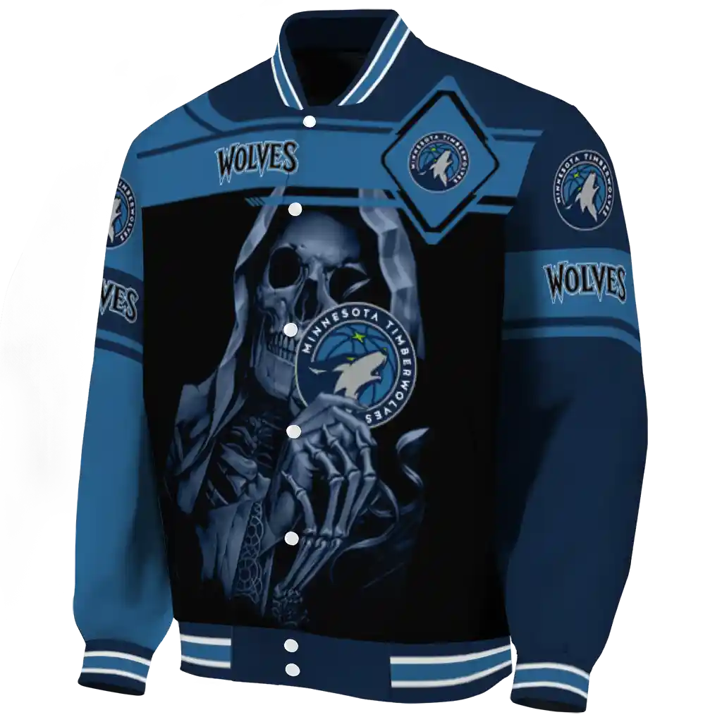 personalized minnesota timberwolves reaper hands midnight blue black varsity jacket best selling personalized minnesota timberwolves reaper hands midnight blue black varsity jacket best selling
