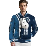 personalized minnesota timberwolves snoopy head midnight blue varsity jacket best selling