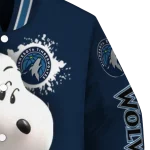 personalized minnesota timberwolves snoopy head midnight blue varsity jacket best selling