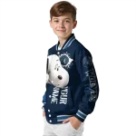 personalized minnesota timberwolves snoopy head midnight blue varsity jacket best selling