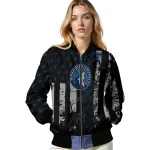 personalized minnesota timberwolves star stripes midnight blue black bomber jacket best selling