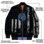 personalized minnesota timberwolves star stripes midnight blue black bomber jacket best selling