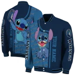 personalized minnesota timberwolves stitch laughing midnight blue varsity jacket best selling
