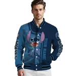 personalized minnesota timberwolves stitch laughing midnight blue varsity jacket best selling