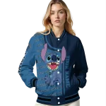 personalized minnesota timberwolves stitch laughing midnight blue varsity jacket best selling