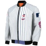 personalized minnesota twins athlete pinstripes white bomber jacket best selling