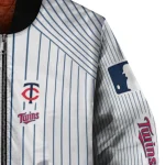personalized minnesota twins athlete pinstripes white bomber jacket best selling