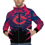 personalized minnesota twins brick motion navy black windbreaker jacket best selling