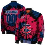 personalized minnesota twins burst splatter navy bomber jacket best selling