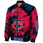 personalized minnesota twins burst splatter navy bomber jacket best selling