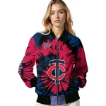 personalized minnesota twins burst splatter navy bomber jacket best selling