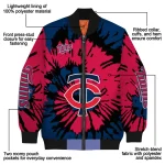 personalized minnesota twins burst splatter navy bomber jacket best selling