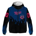 personalized minnesota twins flame trim navy black windbreaker jacket best selling