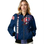 personalized minnesota twins us flag claws navy bomber jacket best selling