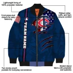 personalized minnesota twins us flag claws navy bomber jacket best selling