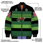 personalized minnesota wild clover green lines green black bomber jacket best selling