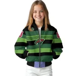 personalized minnesota wild clover green lines green black bomber jacket best selling