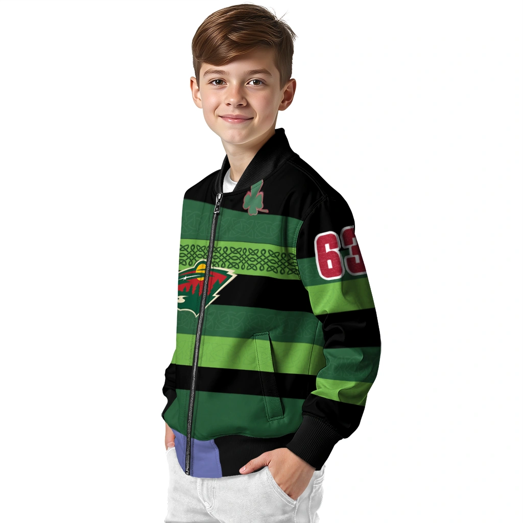 personalized minnesota wild clover green lines green black bomber jacket trendy personalized minnesota wild clover green lines green black bomber jacket trendy