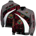 personalized minnesota wild electric flash red varsity jacket best selling
