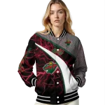 personalized minnesota wild electric flash red varsity jacket best selling