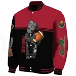 personalized minnesota wild groot football red black varsity jacket best selling
