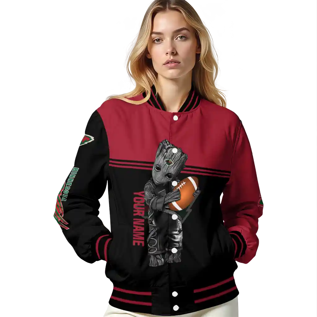 personalized minnesota wild groot football red black varsity jacket latest model personalized minnesota wild groot football red black varsity jacket latest model
