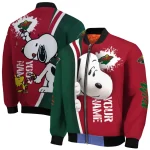 personalized minnesota wild snoopy head red bomber jacket best selling