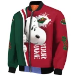 personalized minnesota wild snoopy head red bomber jacket best selling